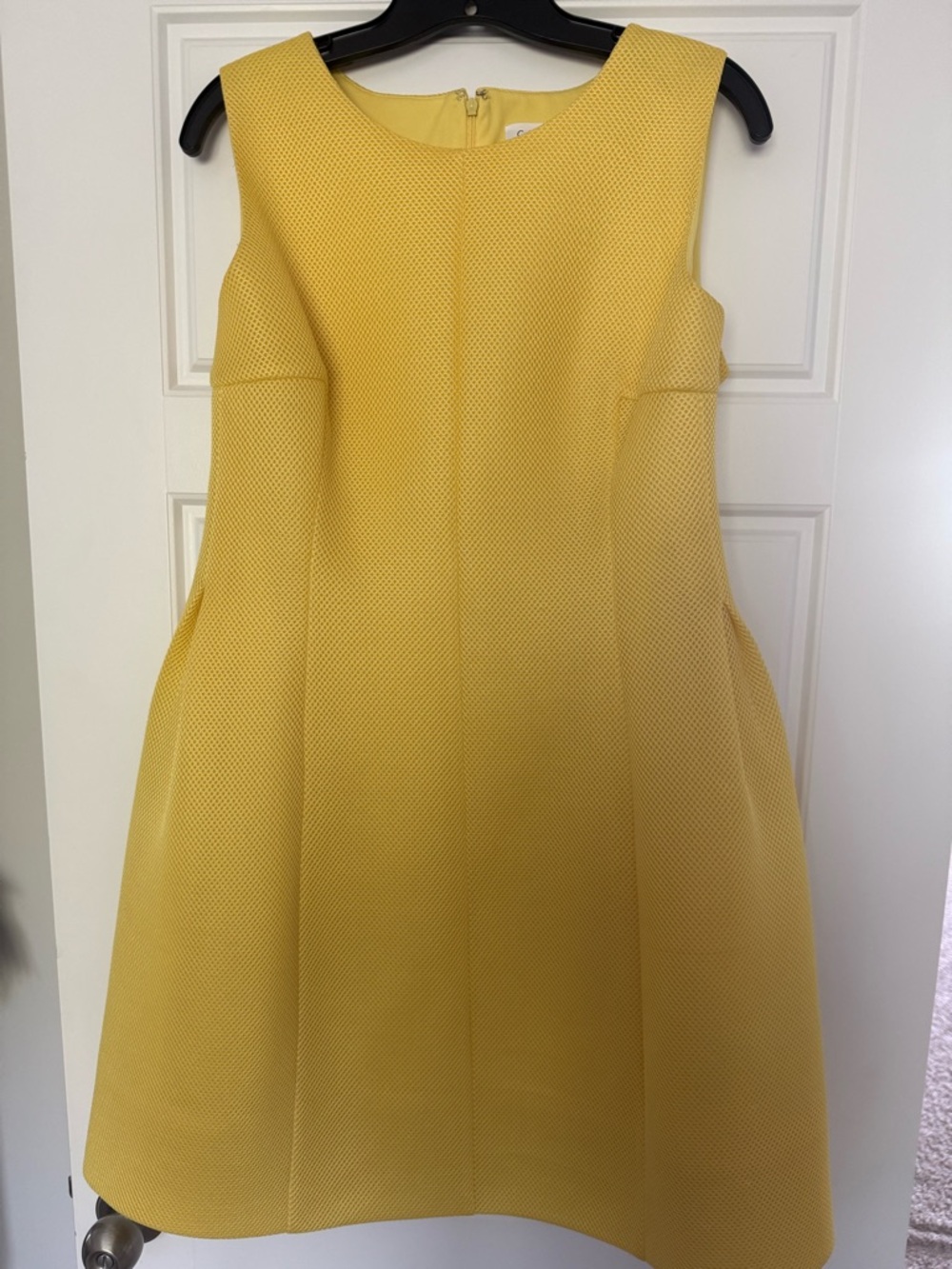 Calvin Klein Yellow Textured Sleeveless A-Line Dress